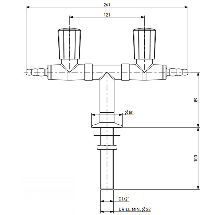 TOF 2000/50 - Gas Standout 2 taps – t-distribution G1/2B
