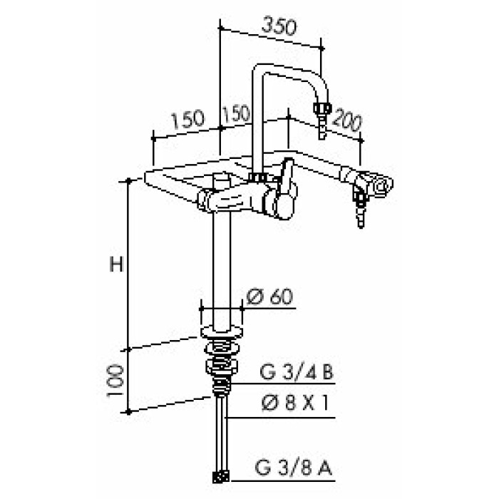TOF 1000/430 - Standout 1 mixer goosenek and 1 tap