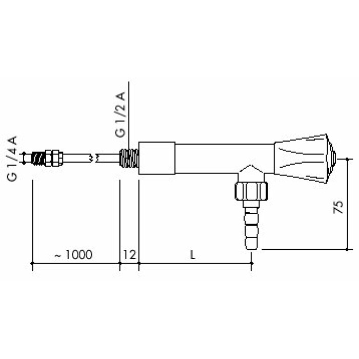 TOF 1000/610 - Laboratory tap for demi water with an inlet hose, outlet 90 °