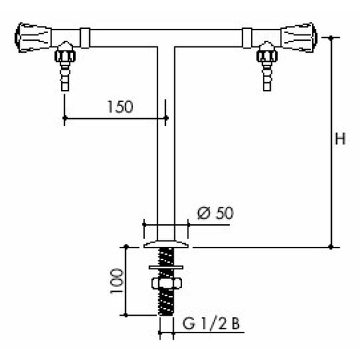 [62 -125225-SA-clinical] TOF 1000/365 - Laboratory Pillar T tap for water discharge down